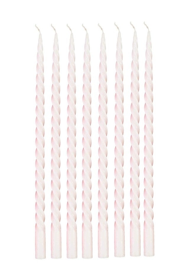 Luces Paraffin Wax Smokeless Scented White Colour Twisted Stick Candles Decorations for Living Room Pack of 8 - Image 1